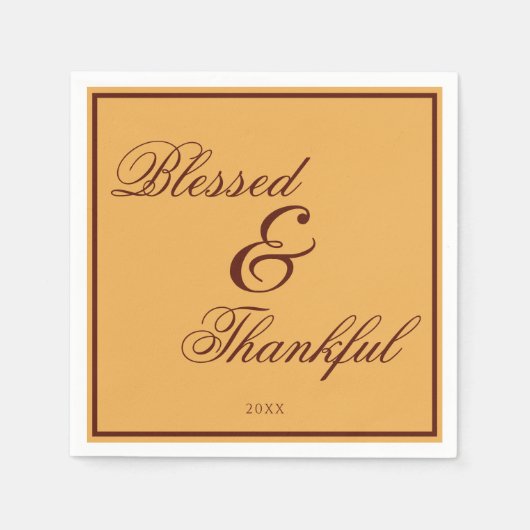 Eleganter Gold Brown Erntedank Serviette (Vorderseite)