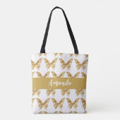 Eleganter Gold Butterly Pattern Name Tasche (Rückseite)