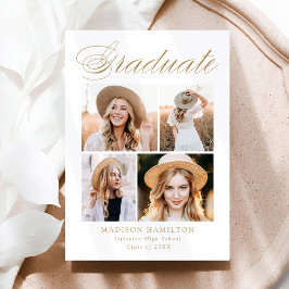 Eleganter Gold Calligraphy 4 Foto Abschluss Ankündigung