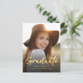 Eleganter Gold Calligraphy Abschluss Ankündigungspostkarte (Stehend Vorderseite)