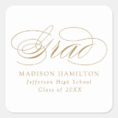 Eleganter Gold Calligraphy Abschluss Quadratischer Aufkleber (Vorderseite)