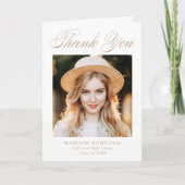 Eleganter Gold Calligraphy Foto Abschluss Dankeskarte (Vorderseite)