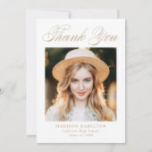 Eleganter Gold Calligraphy Foto Abschluss Dankeskarte (Vorderseite)