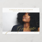 Eleganter Gold Calligraphy Foto Uni-Abschluss Ankündigung (Vorderseite)