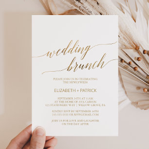 Eleganter Gold Calligraphy Wedding Brunch Einladung