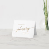 Eleganter Gold Calligraphy Wedding Planner Dankeskarte (Vorderseite)