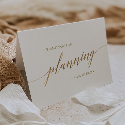 Eleganter Gold Calligraphy Wedding Planner Dankeskarte