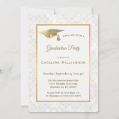 Eleganter Gold Cap Abschluss Einladung (Vorderseite)