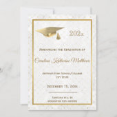 Eleganter Gold Cap Foto Abschluss Ankündigung (Vorderseite)