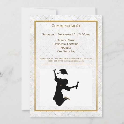 Eleganter Gold Cap Foto Abschluss Ankündigung (Rückseite)