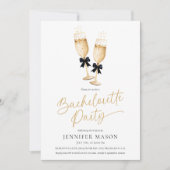 Eleganter Gold Champagne Junggeselinnen-Abschied Einladung (Vorderseite)