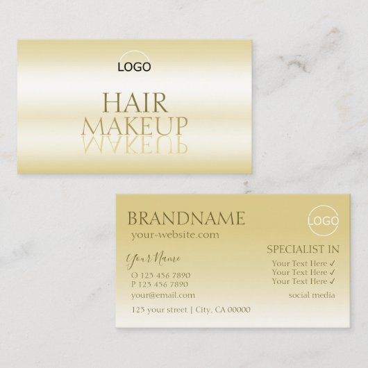 Eleganter Gold Chic Mirror Schriftart mit stilvoll Visitenkarte (Vorne/Hinten)
