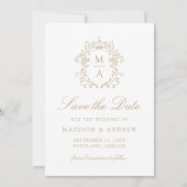Eleganter Gold-Chinoiserie-Blumen-QR-Code-Hochzeit Save The Date (Vorderseite)