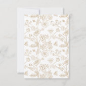 Eleganter Gold Chinoiserie Blumenzwiebelcode QR Co RSVP Karte (Rückseite)