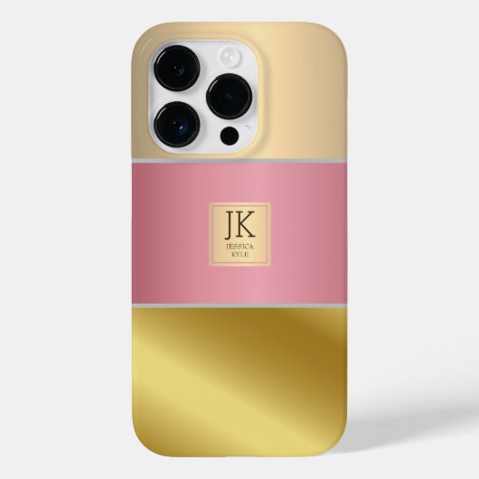 Eleganter Gold Chopper Rosa Metallischer Monogramm Case-Mate iPhone Hülle (Rückseite)