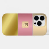 Eleganter Gold Chopper Rosa Metallischer Monogramm Case-Mate iPhone Hülle (Rückseite (Horizontal))