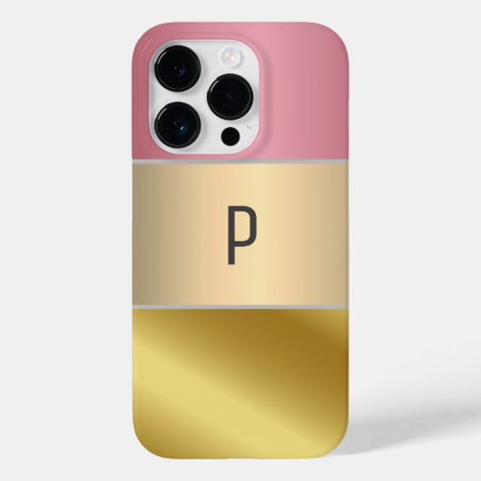 Eleganter Gold Chopper Rosa Metallischer Monogramm Case-Mate iPhone Hülle (Rückseite)