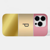 Eleganter Gold Chopper Rosa Metallischer Monogramm Case-Mate iPhone Hülle (Rückseite (Horizontal))