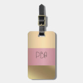 Eleganter Gold Chopper Rosa Metallischer Monogramm Gepäckanhänger (Vorderseite vertikal)