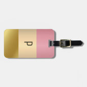 Eleganter Gold Chopper Rosa Metallischer Monogramm Gepäckanhänger (Vorderseite horizontal)
