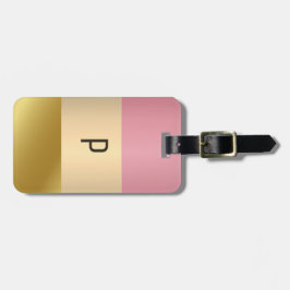 Eleganter Gold Chopper Rosa Metallischer Monogramm Gepäckanhänger