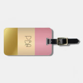 Eleganter Gold Chopper Rosa Metallischer Monogramm Gepäckanhänger (Vorderseite horizontal)