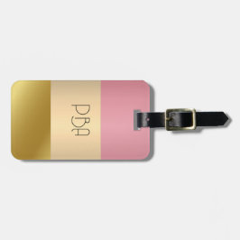 Eleganter Gold Chopper Rosa Metallischer Monogramm Gepäckanhänger