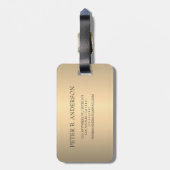 Eleganter Gold Chopper Rosa Metallischer Monogramm Gepäckanhänger (Rückseite vertikal)