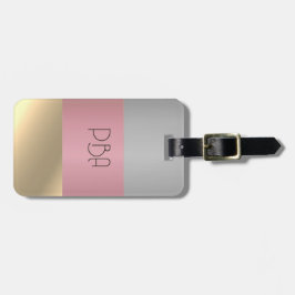 Eleganter Gold Chopper Rosa Metallischer Monogramm Gepäckanhänger