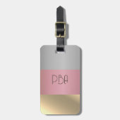 Eleganter Gold Chopper Rosa Metallischer Monogramm Gepäckanhänger (Vorderseite vertikal)