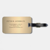 Eleganter Gold Chopper Rosa Metallischer Monogramm Gepäckanhänger (Rückseite horizontal)