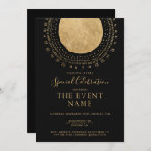 Eleganter Gold Circle Black Chic Einladung (Vorne/Hinten)