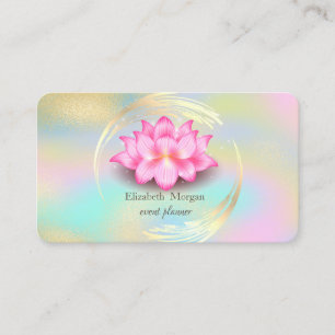 Eleganter Gold Circle Colorful Holographic Lotus Visitenkarte