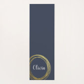 Eleganter Gold Circle Personalisiert Navy Blue Cus Yogamatte (Rückseite)