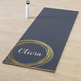 Eleganter Gold Circle Personalisiert Navy Blue Cus Yogamatte