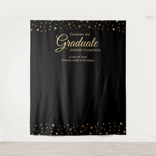 Eleganter Gold Confetti Class Abschluss Wandteppich (Vorderseite)