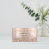 Eleganter Gold Confetti Scheren Rose Gold Glitzer Visitenkarte (Stehend Vorderseite)