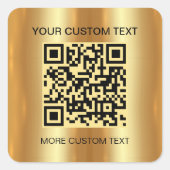 Eleganter Gold Custom Template Scannable QR Code Quadratischer Aufkleber (Vorderseite)