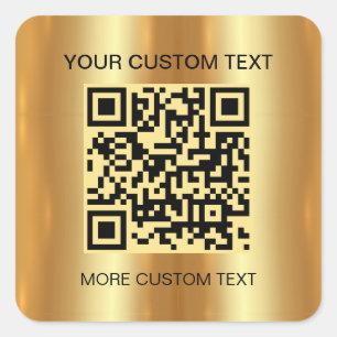 Eleganter Gold Custom Template Scannable QR Code Quadratischer Aufkleber