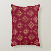 Eleganter Gold Damask auf Burgund Dekokissen (Vorderseite(Vertikal))