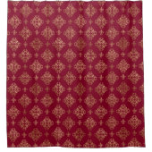 Eleganter Gold Damask auf Burgund Duschvorhang (Vorderseite)