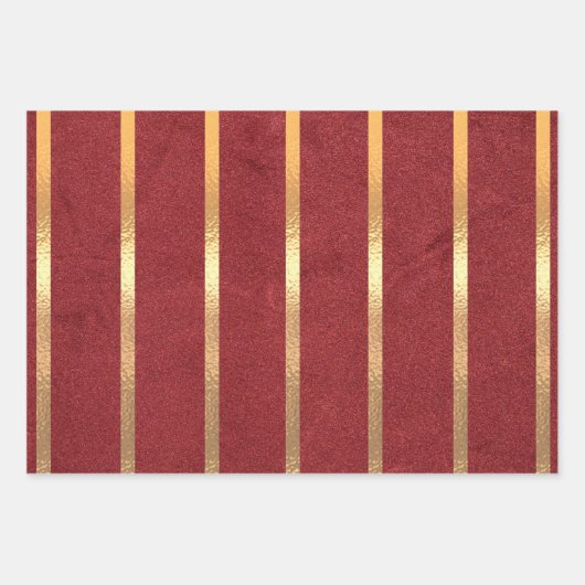 Eleganter Gold Damask auf Burgund Geschenkpapier Set (Vorderseite 3)