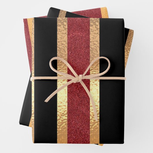 Eleganter Gold Damask auf Burgund Geschenkpapier Set (Beispiel)