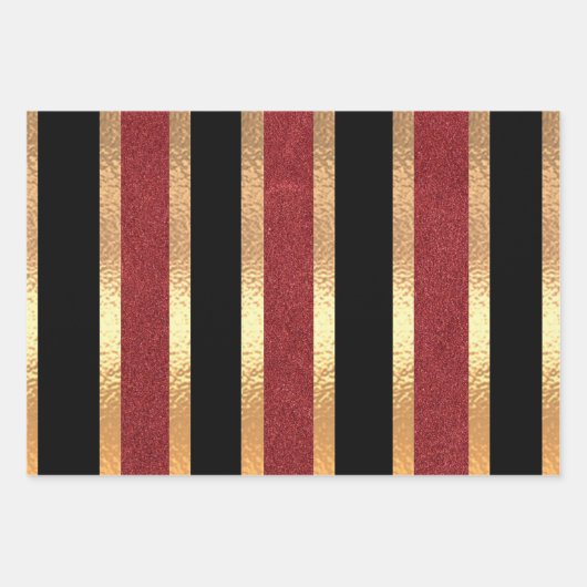 Eleganter Gold Damask auf Burgund Geschenkpapier Set (Vorderseite)