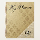 Eleganter Gold Damask und Imitate Glitzer Planer (Vorderseite)