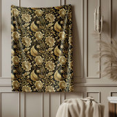 Eleganter Gold Damaskus Blanket im barocken schwar Fleecedecke