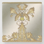 Eleganter Gold Decorative Blumengestone Untersetze Steinuntersetzer (Vorderseite)