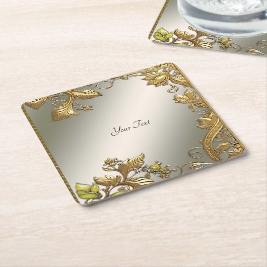 Eleganter Gold Decorative Floral Paper Untersetzer (angewinkelt)