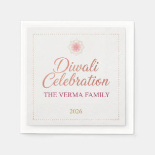 Eleganter Gold-Diya-Mandala Frohes Diwali-Fest Pa Serviette