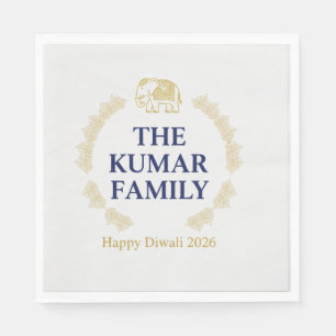 Eleganter Gold-Diya-Mandala Frohes Diwali-Fest Pa Serviette